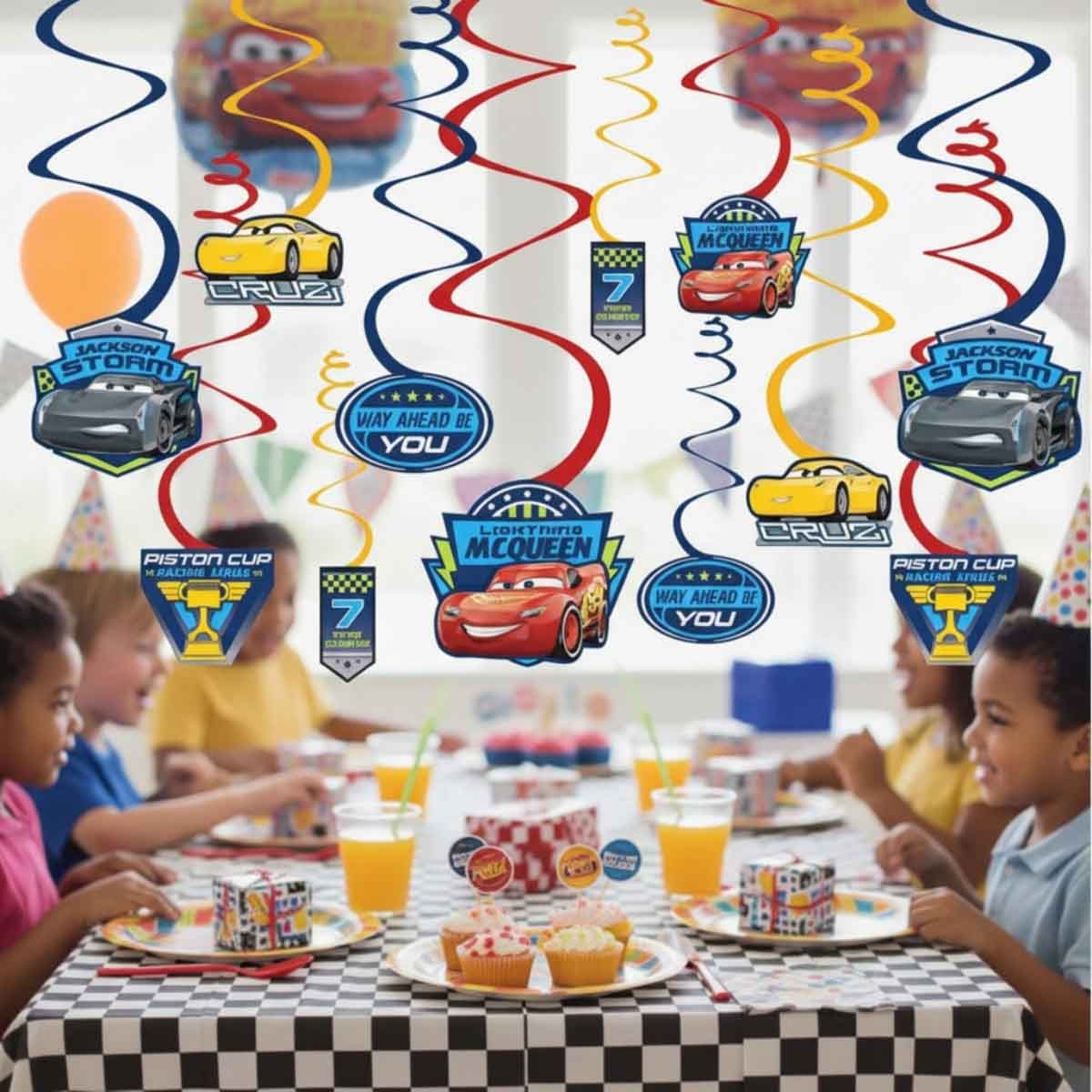 Disney and Pixar Cars 3 12-Piece Swirl Decoration Value Pack