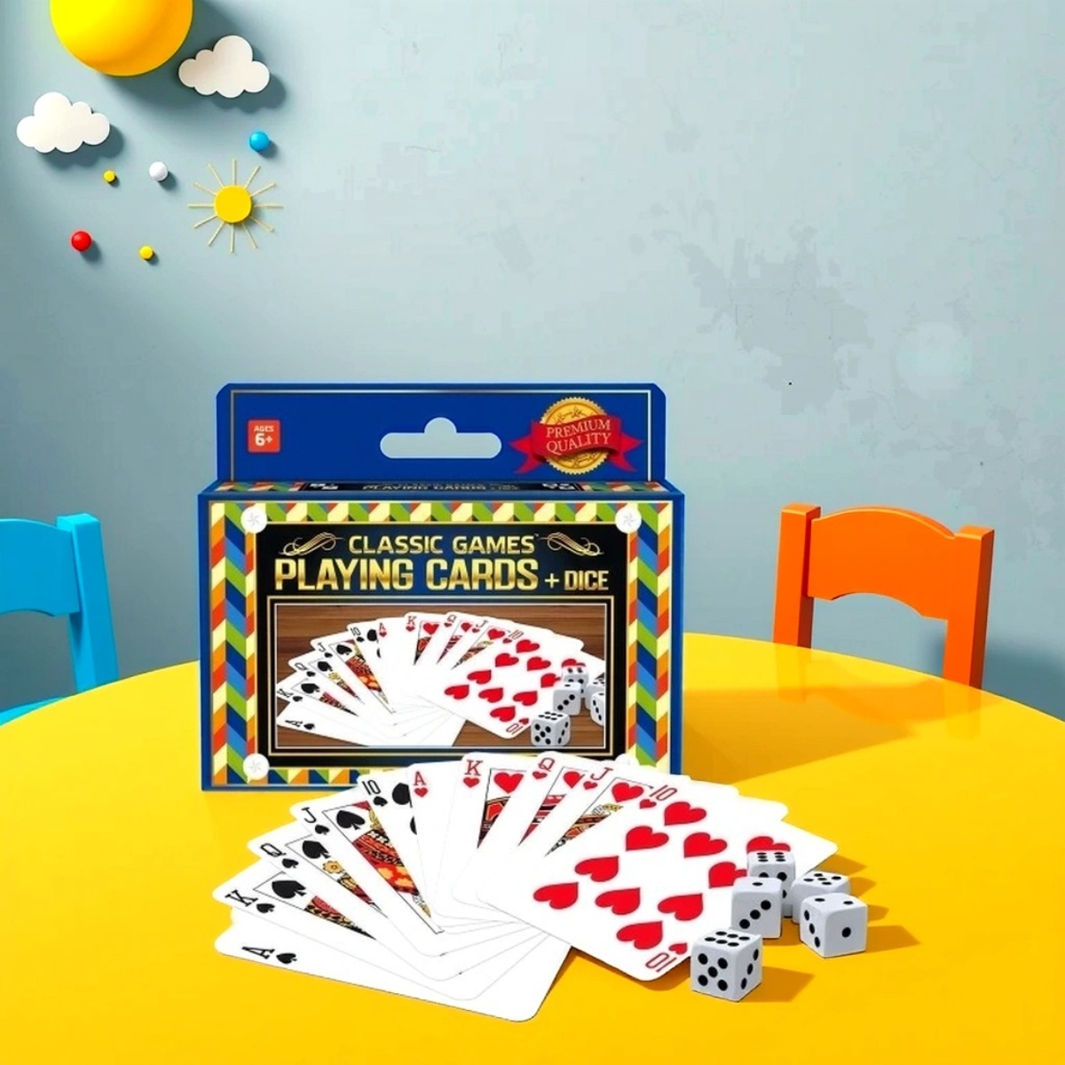 Classic Games Playing Cards Plus Dice Game Unisex, 5-7 Years