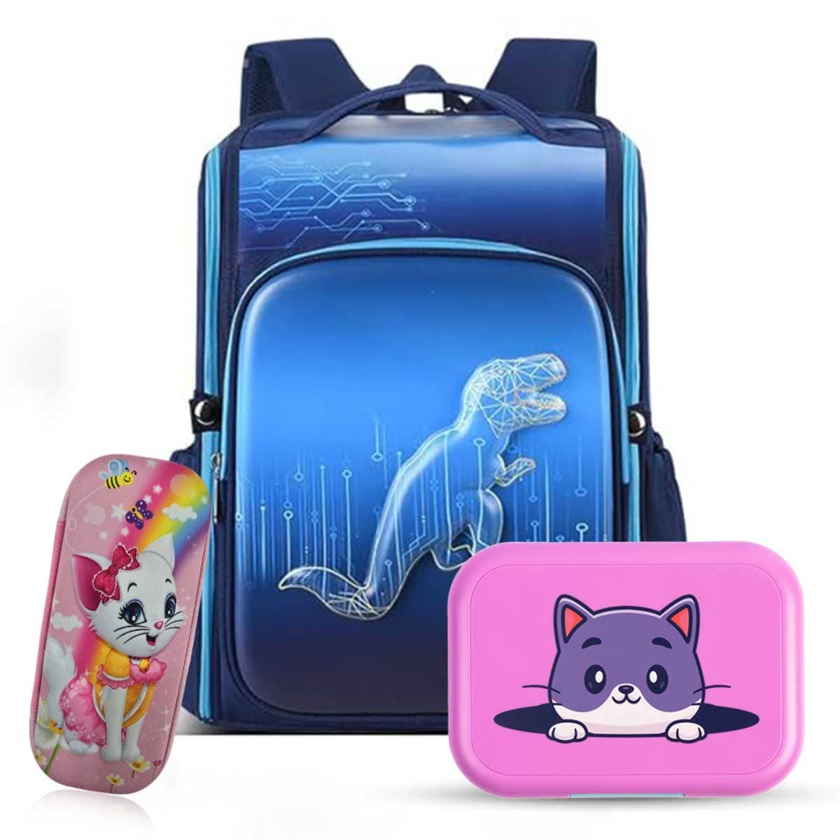 Cocobee 15"" Blue Backpack with Pencil Case & Bento Lunch Box Set