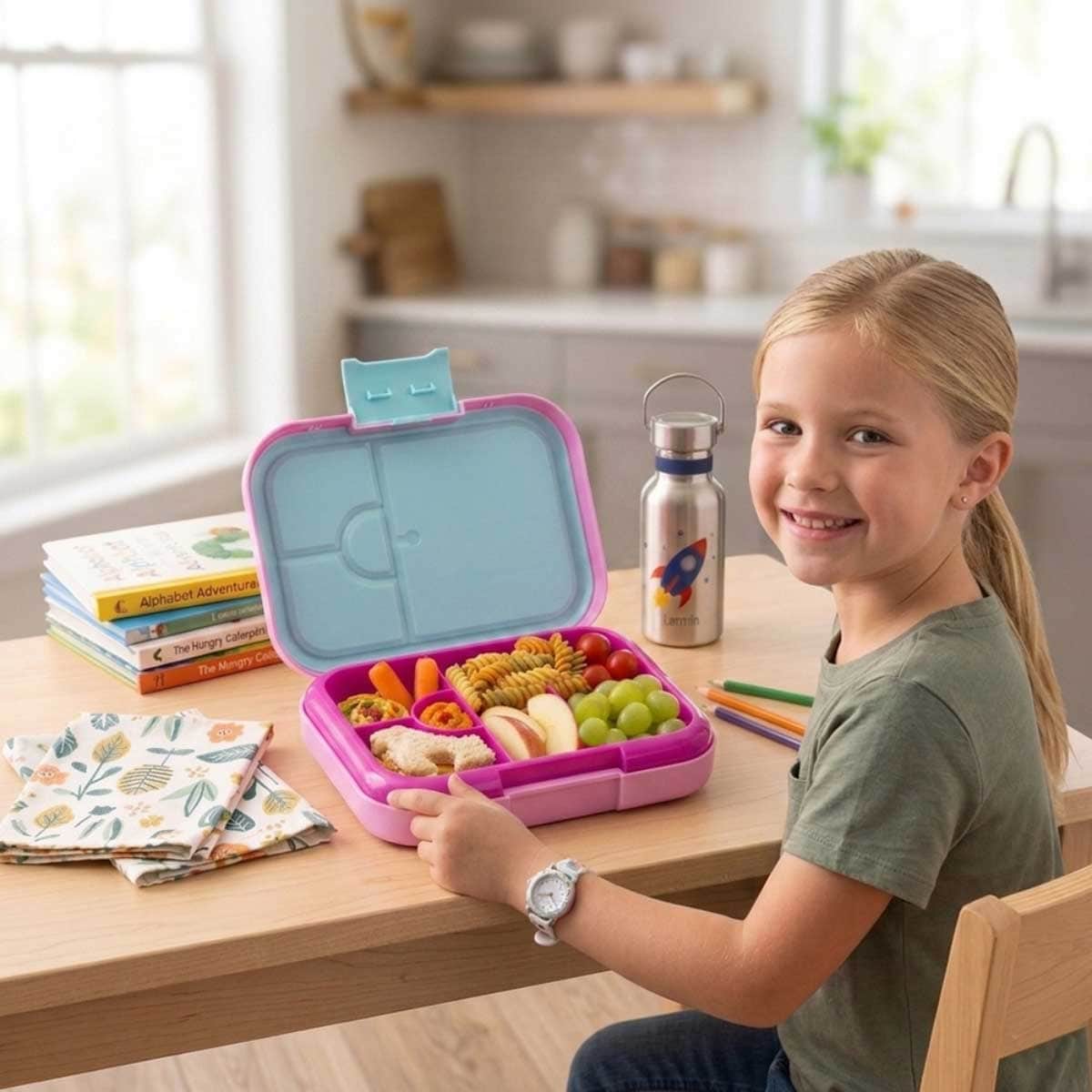 Cocobee 15"" Blue Backpack with Pencil Case & Bento Lunch Box Set
