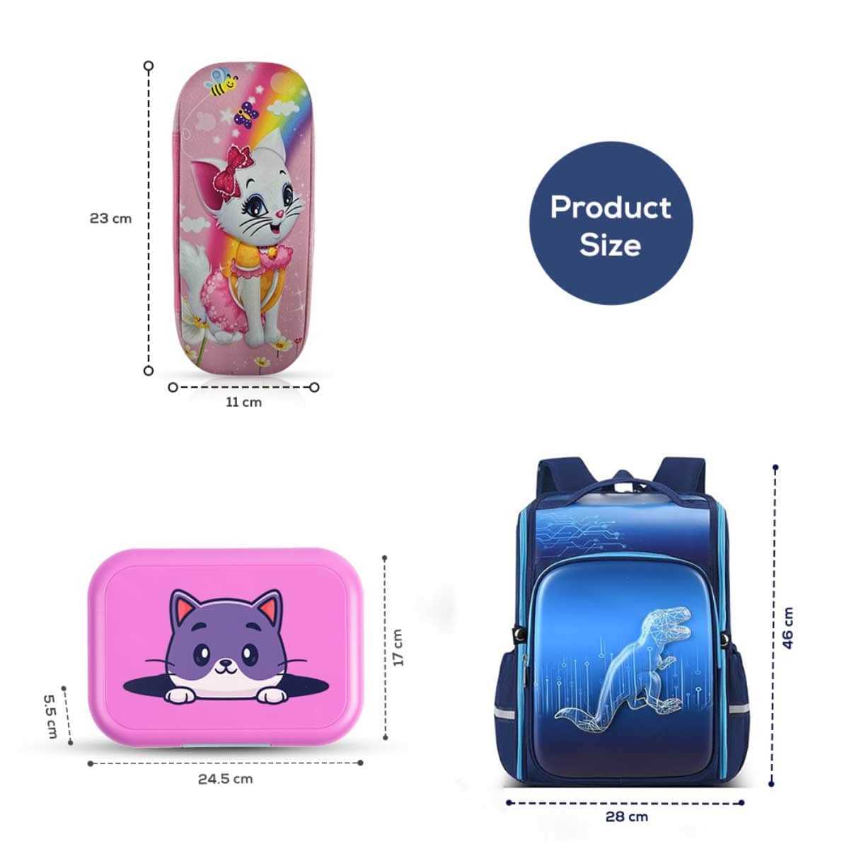 Cocobee 15"" Blue Backpack with Pencil Case & Bento Lunch Box Set