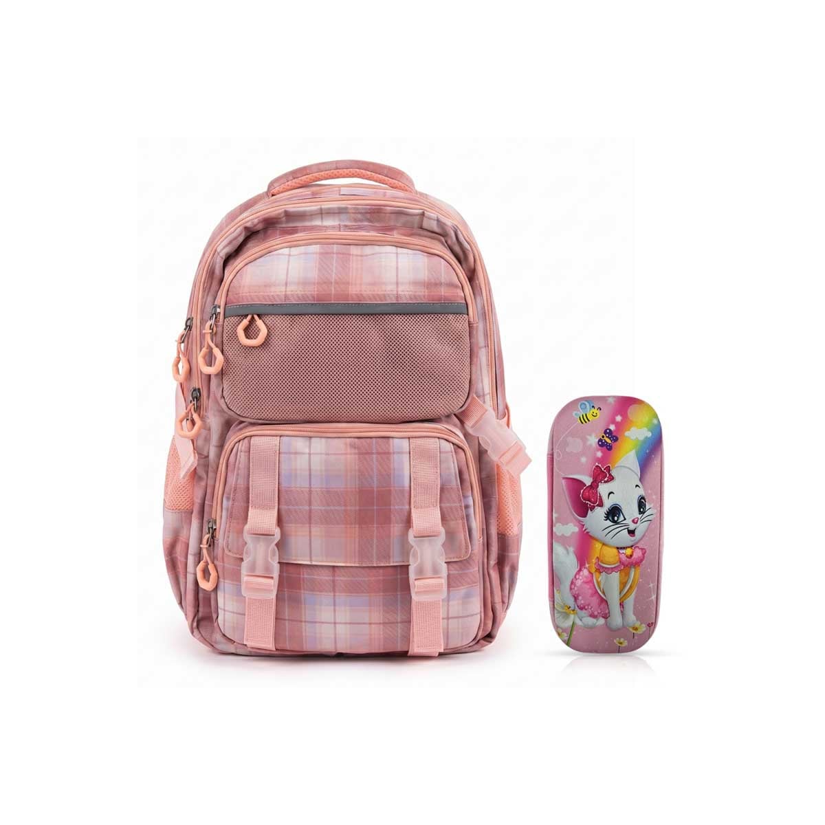 Cocobee 15" Pink Backpack with Pencil Case Set