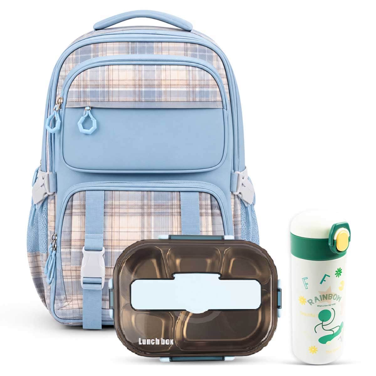 Cocobee 15" Pink Kids Backpack with Oval Lunch Box & Insulated Water Bottle Set
