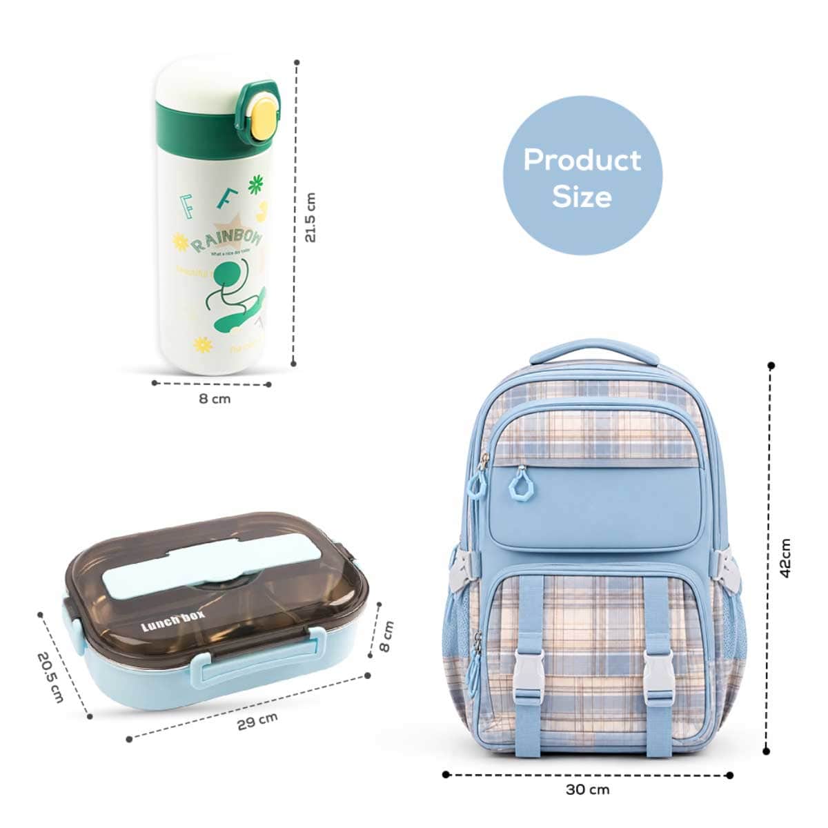 Cocobee 15" Pink Kids Backpack with Oval Lunch Box & Insulated Water Bottle Set