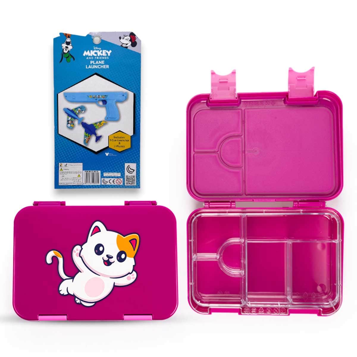 Cocobee 1L Pink 6-Compartment Bento Lunch Box with Disney Mickey Mouse Toy