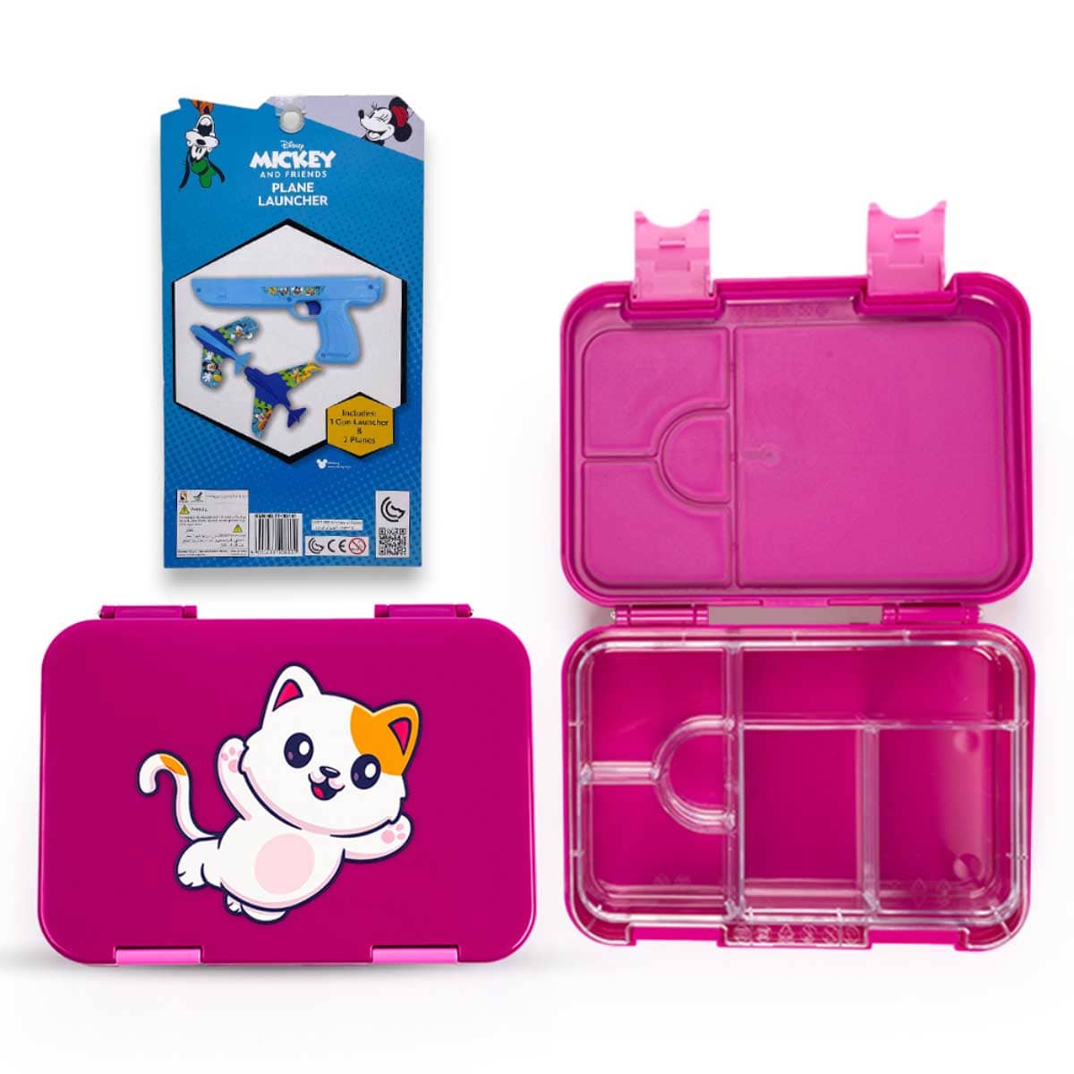 Cocobee 1L Pink 6-Compartment Bento Lunch Box with Disney Mickey Mouse Toy