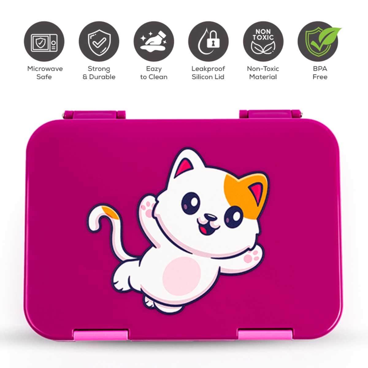 Cocobee 1L Pink 6-Compartment Bento Lunch Box with Disney Mickey Mouse Toy