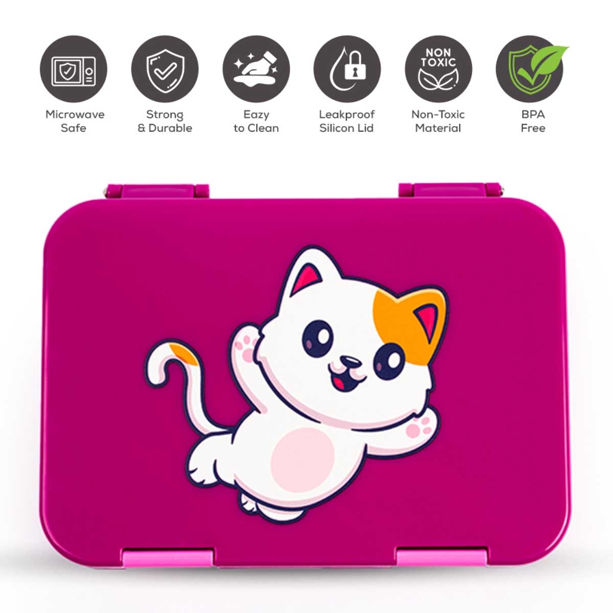 Cocobee 1L Pink 6-Compartment Bento Lunch Box with Disney Mickey Mouse Toy