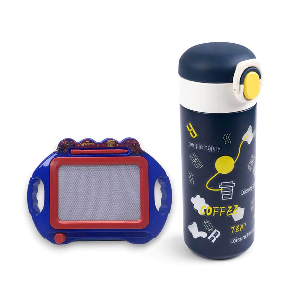 Cocobee 500ml Blue Insulated Stainless Steel Water Bottle with Marvel Spider-Man Writing Board