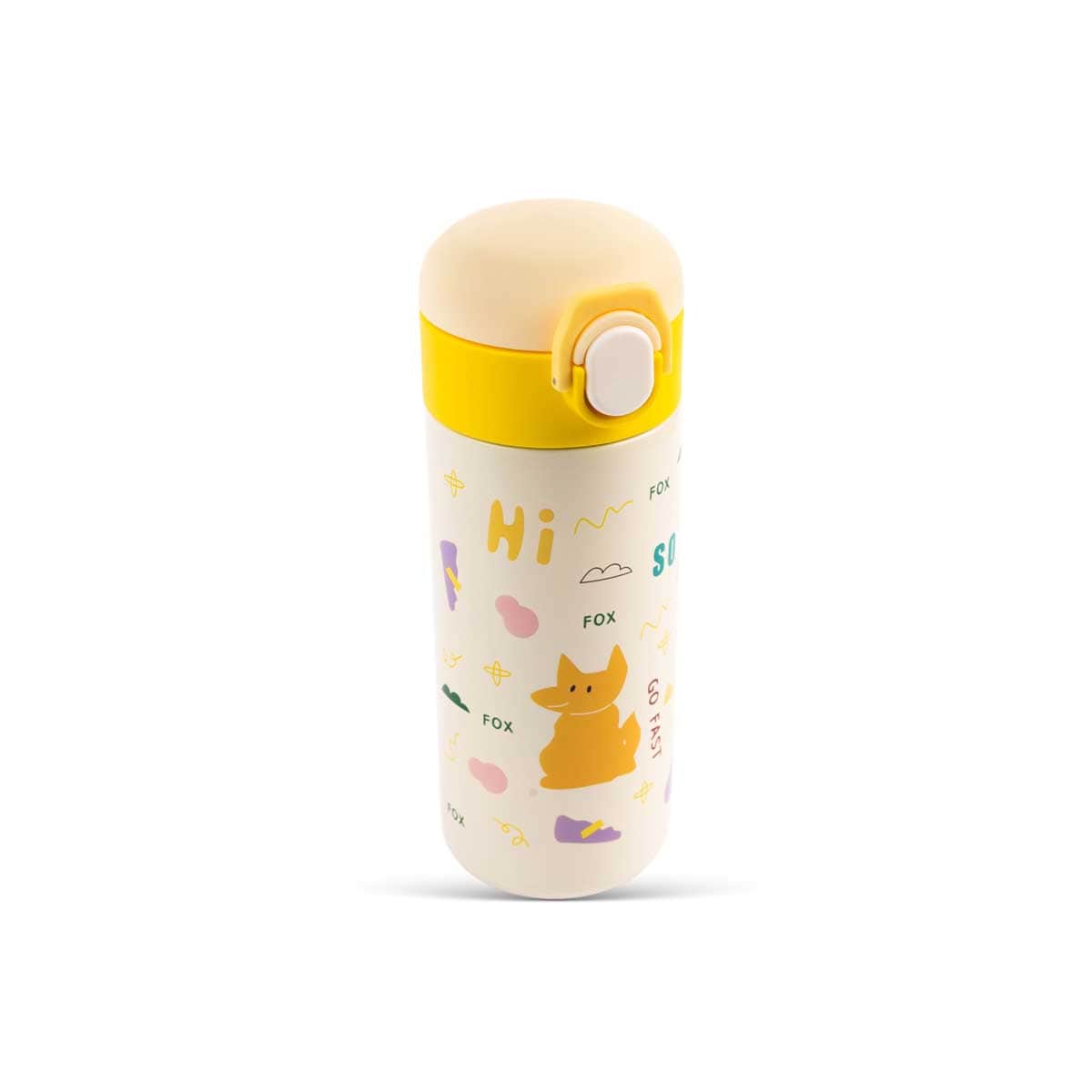 Cocobee 500ml Yellow Insulated Stainless Steel Water Bottle with Marvel Spider-Man Disc Toy