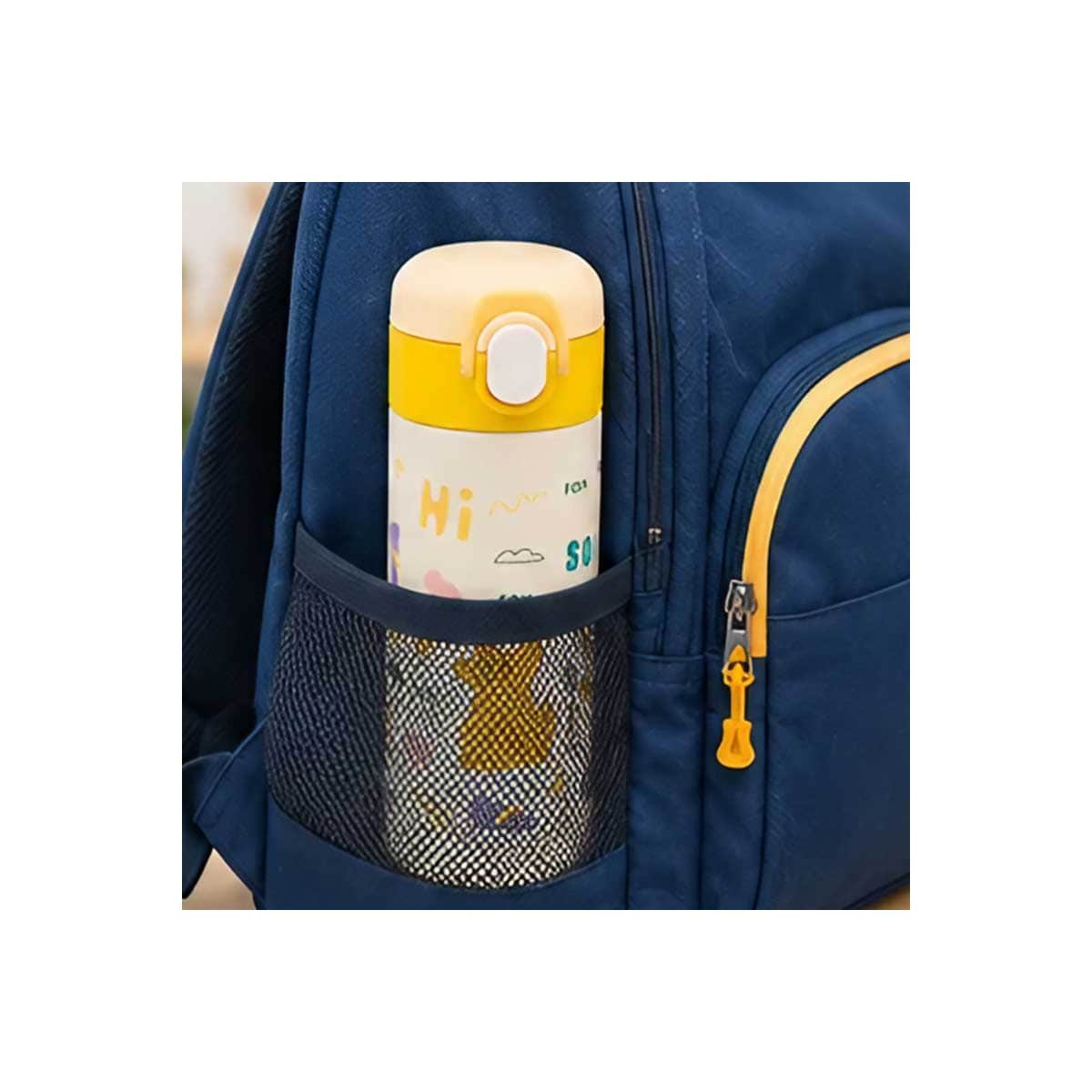 Cocobee 500ml Yellow Insulated Stainless Steel Water Bottle with Marvel Spider-Man Disc Toy