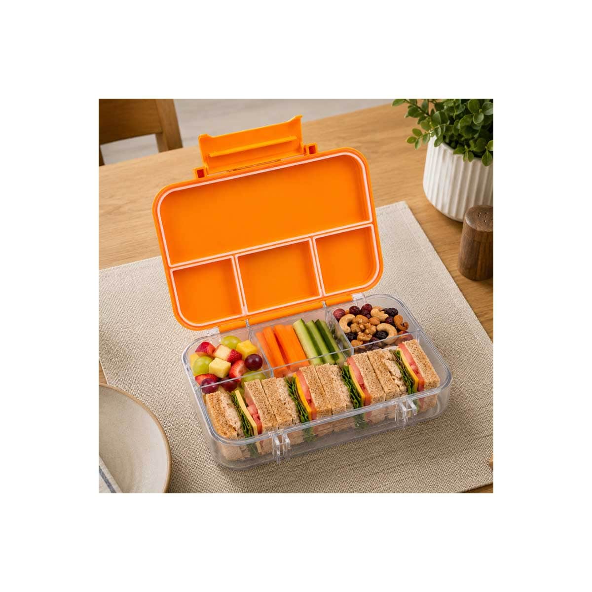 Cocobee 585ml Orange Tritan Bento Lunch Box with Marvel Spider-Man Flying Saucer Toy