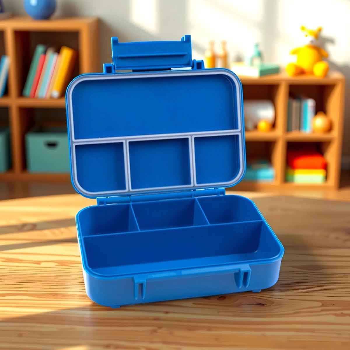 Cocobee Kids CCB002BLUE1008 Blue 6-Compartments Bento Lunch Box Unisex, 3-4 Years