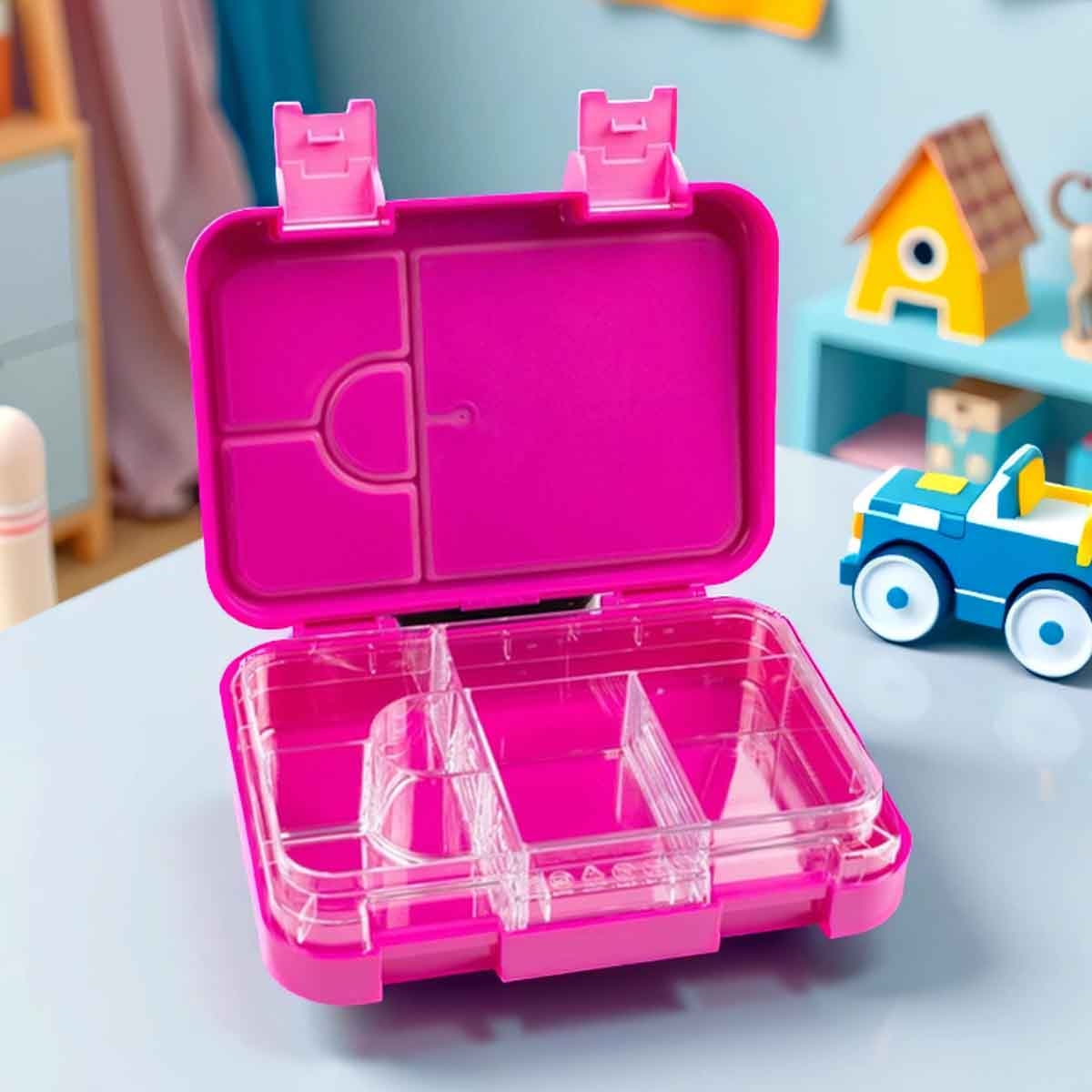 كوكوبي كيدز صندوق غداء بنتو سعة 1 لتر بستة أقسام للبنات، من 3 إلى 4 سنوات