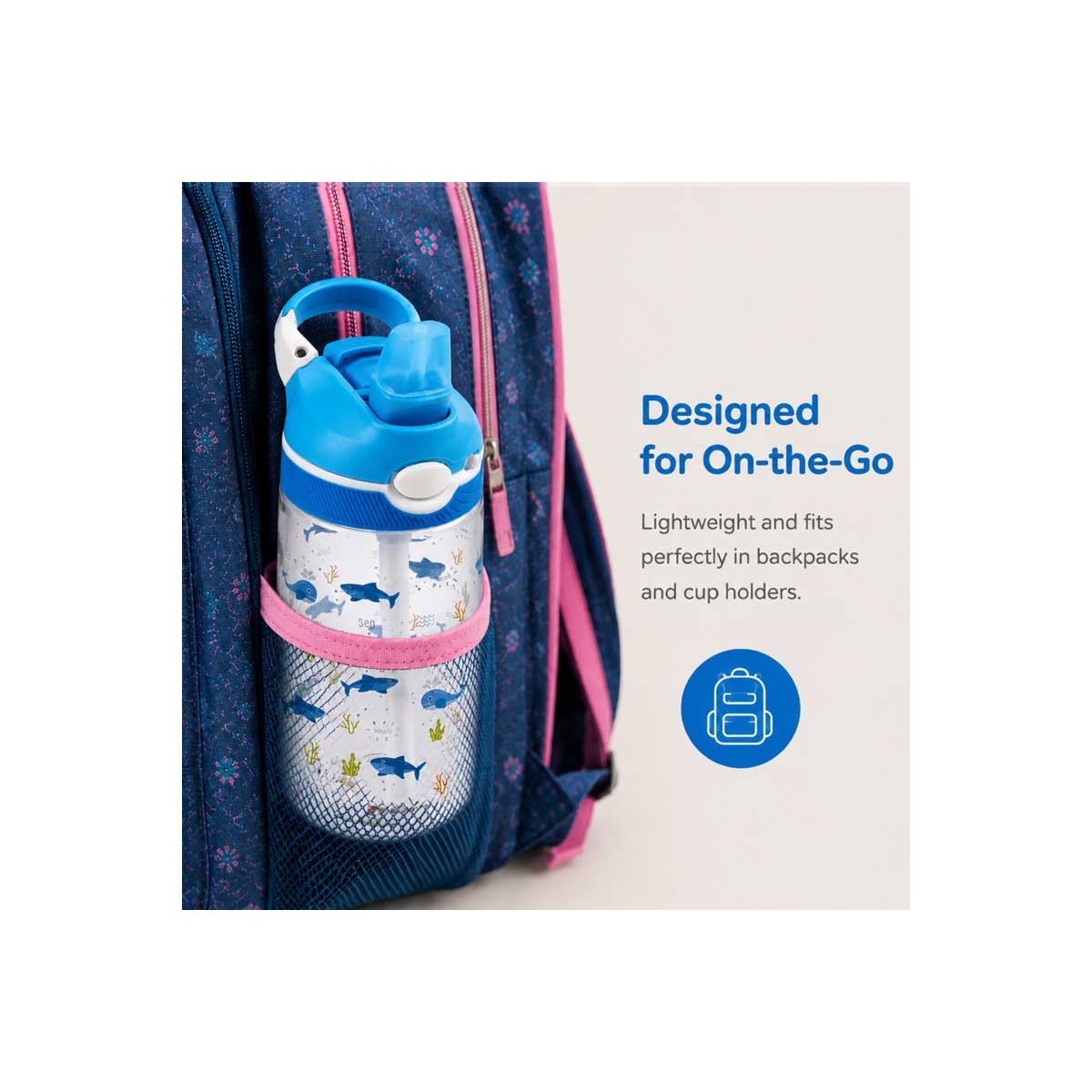 Cocobee Blue 6-Compartment Kids Bento Lunch Box with Ocean Tritan Water Bottle