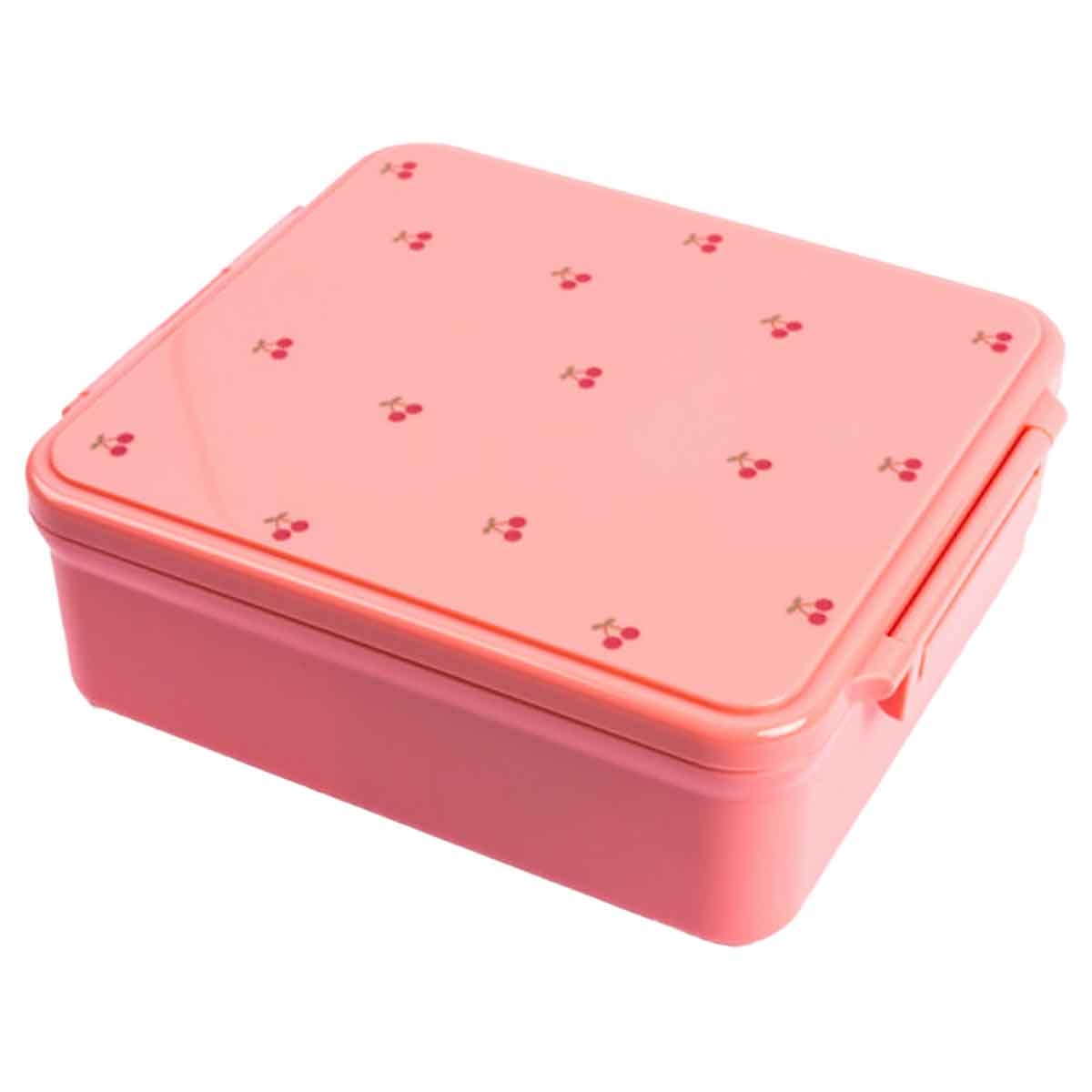 كوكوبي كيدز صندوق غداء بنتو سعة 1.87 لتر من ترايتان بأربعة أقسام مع وعاء طعام بنقشة الكرز للبنات، من 3 إلى 4 سنوات