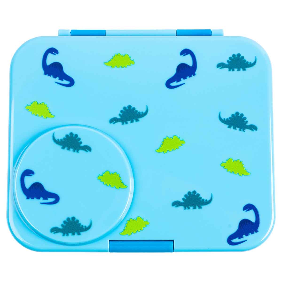 كوكوبي كيدز صندوق غداء بنتو سعة 1.67 لتر بأربعة أقسام مع وعاء طعام بتصميم الديناصور للجنسين، من 3 إلى 4 سنوات