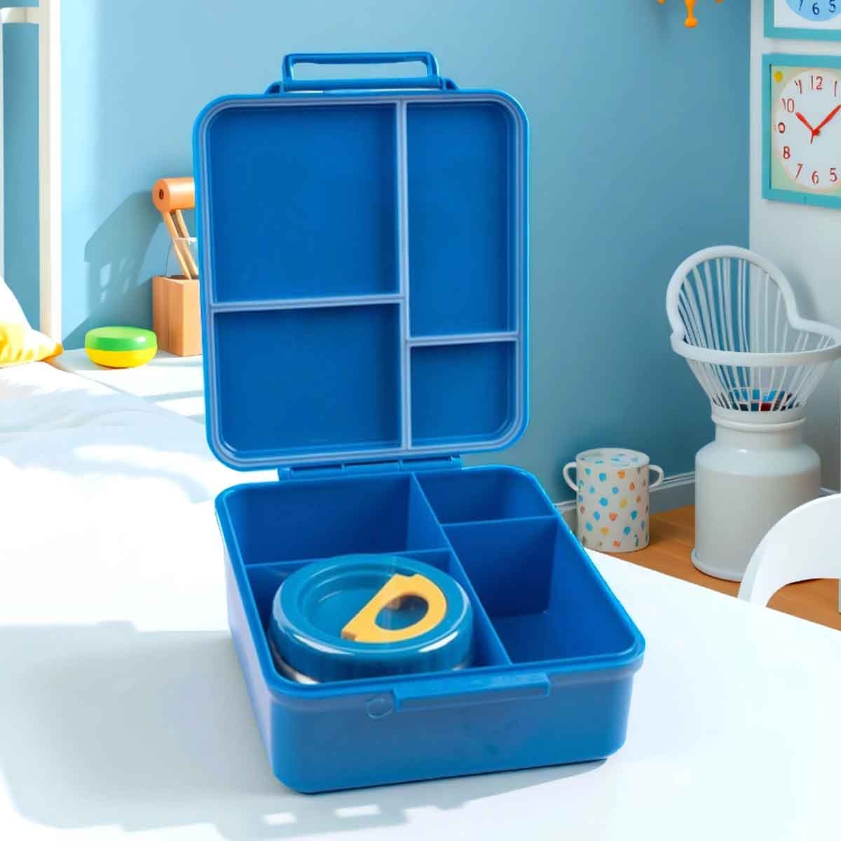 Cocobee Kids 1.87L Dino Tritan 4-Compartments Bento Lunch Box with Food JarUnisex, 3-4 Years