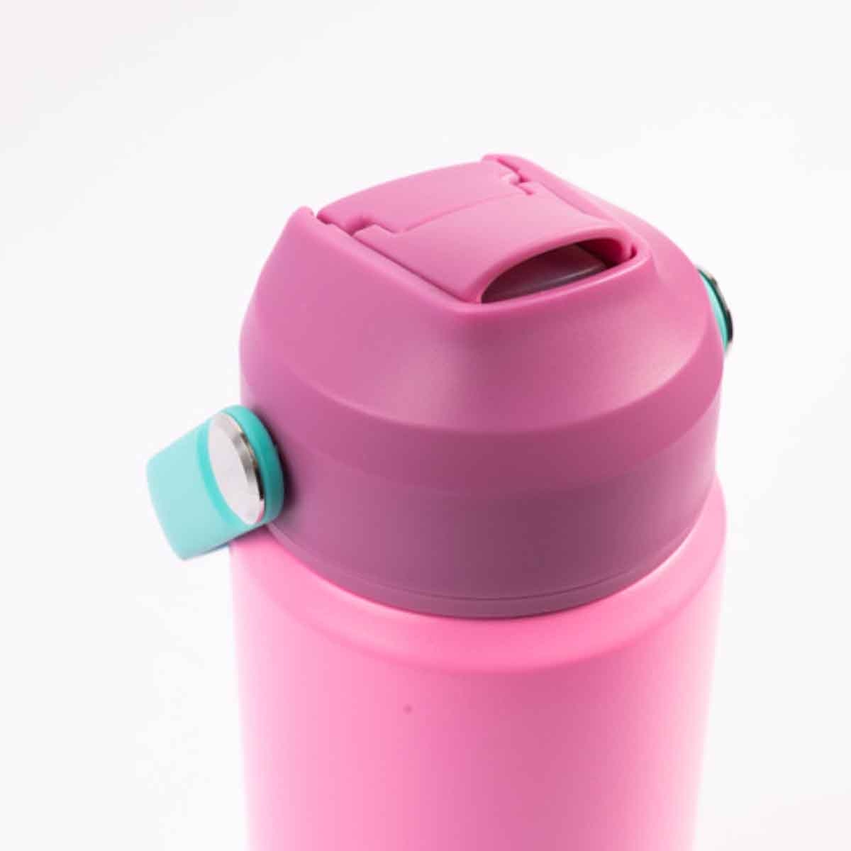 كوكوبي زجاجة مياه معزولة من الستانلس ستيل سعة 500 مل باللون الوردي للبنات، من 3 إلى 4 سنوات