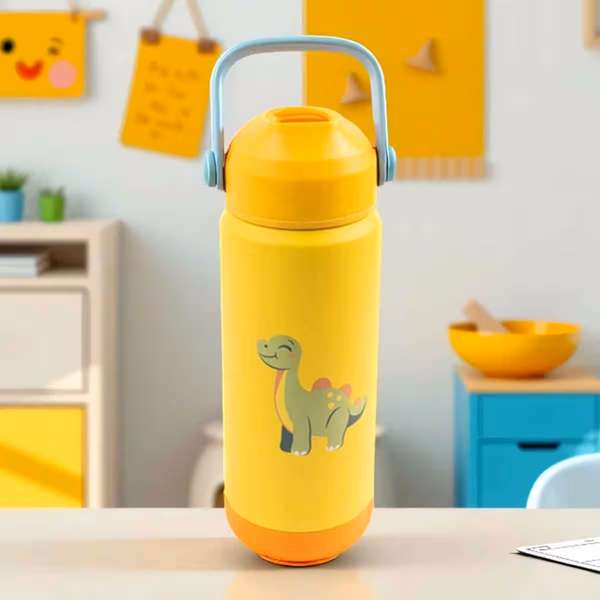 Cocobee 500ml Yellow Insulated Stainless Steel Water Bottle Unisex, 3-4 Years