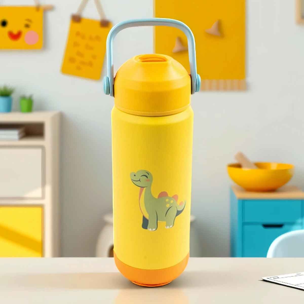 Cocobee 500ml Yellow Insulated Stainless Steel Water Bottle Unisex, 3-4 Years