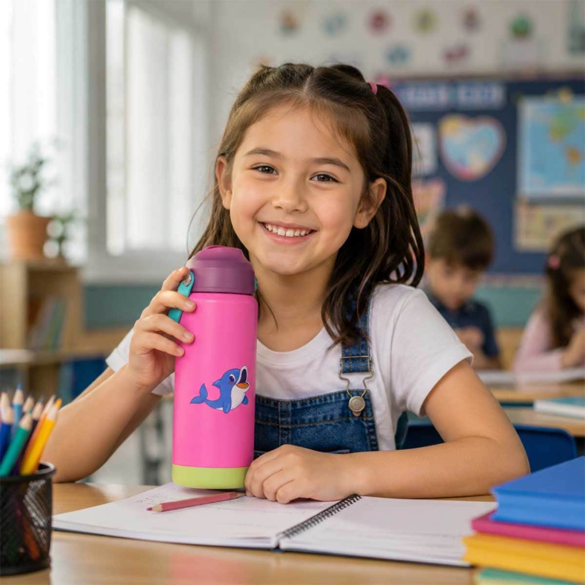 كوكوبي طقم حقيبة ظهر بتصميم يونيكورن وردي مع زجاجة مياه معزولة وعلبة غداء بنتو مانعة للتسرب