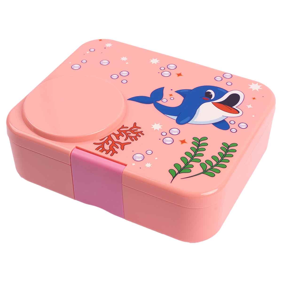 Cocobee Kids 1.67L Whale Pink 4-Compartments Bento Lunch Box with Food Jar Girls, 3-4 Years