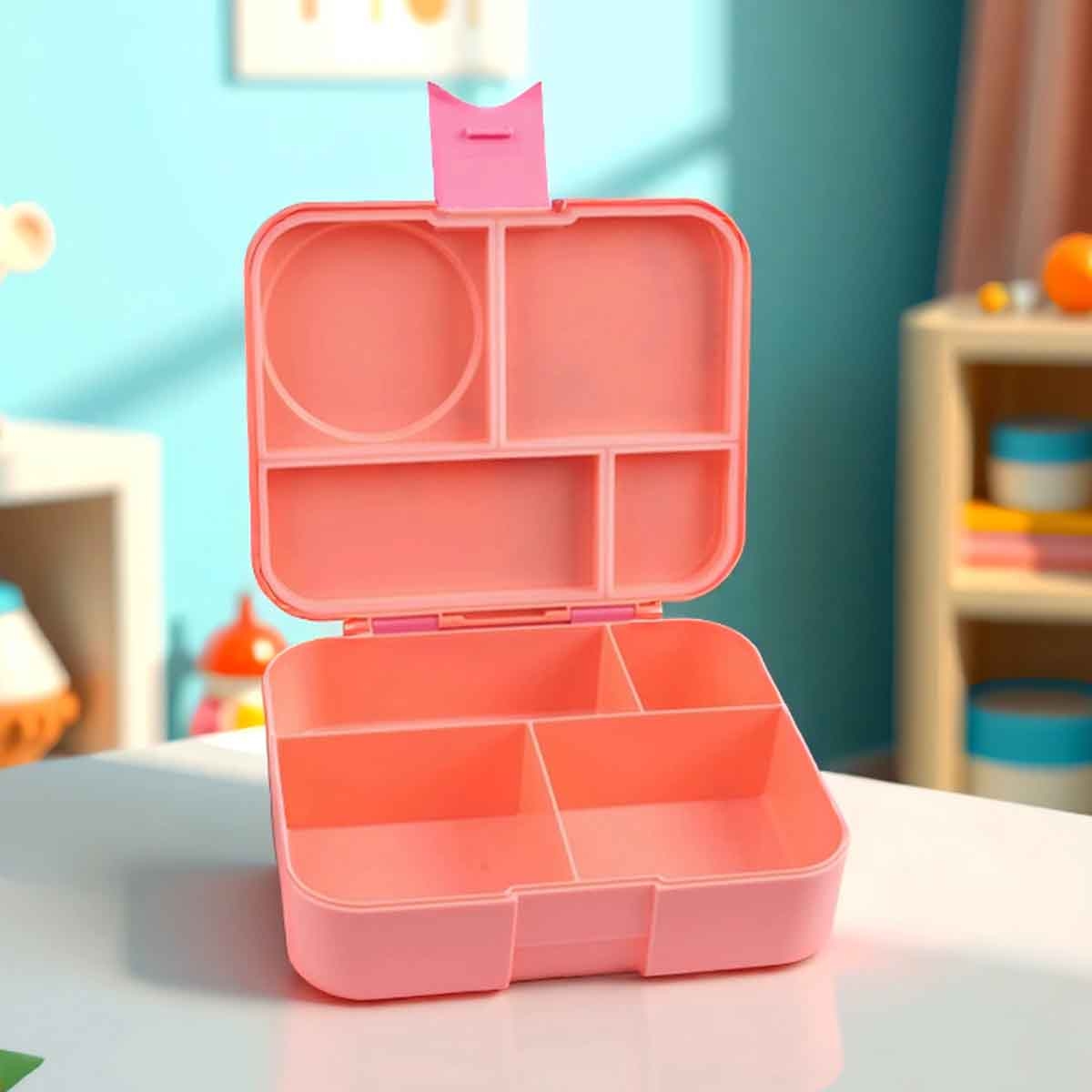 Cocobee Kids 1.67L Whale Pink 4-Compartments Bento Lunch Box with Food Jar Girls, 3-4 Years