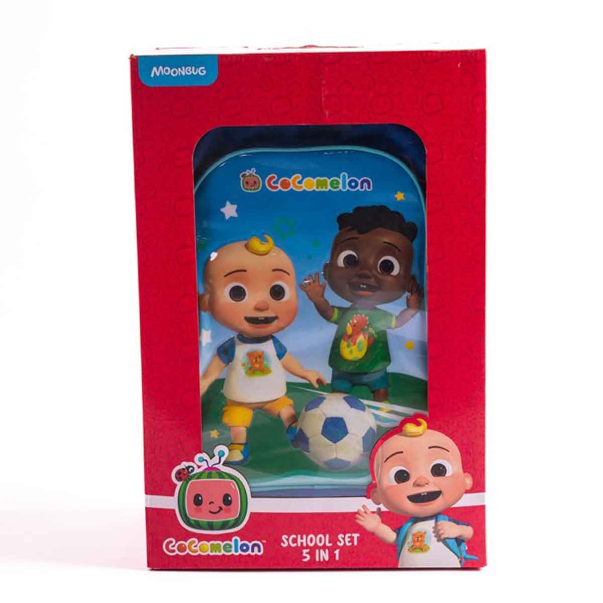 كوكوميلون مجموعة حقيبة ترولي مدرسية مقاس 16 انش 5 في 1 مع حقيبة غداء ومقلمة وزجاجة مياه وصندوق طعام للجنسين من عمر 5-7 سنوات