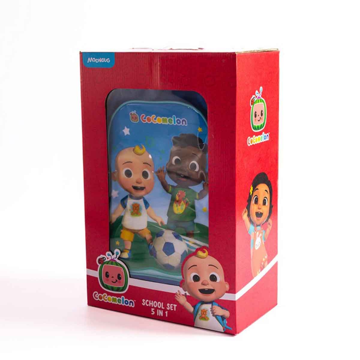 كوكوميلون مجموعة حقيبة ترولي مدرسية مقاس 16 انش 5 في 1 مع حقيبة غداء ومقلمة وزجاجة مياه وصندوق طعام للجنسين من عمر 5-7 سنوات