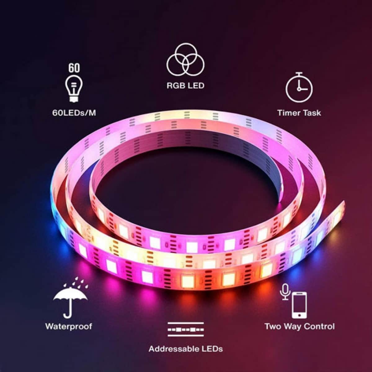 Cololight 2-Meter 16 Million Colors Plus Smart Wi-Fi App Control 60 LED Strip Lights