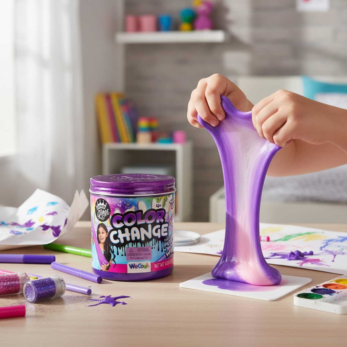 معجون تشكيل زبدة متغير اللون من كومباوند كينجز، عبوة أرجوانية 4 بوصات، مناسب للجنسين، من 5 إلى 7 سنوات