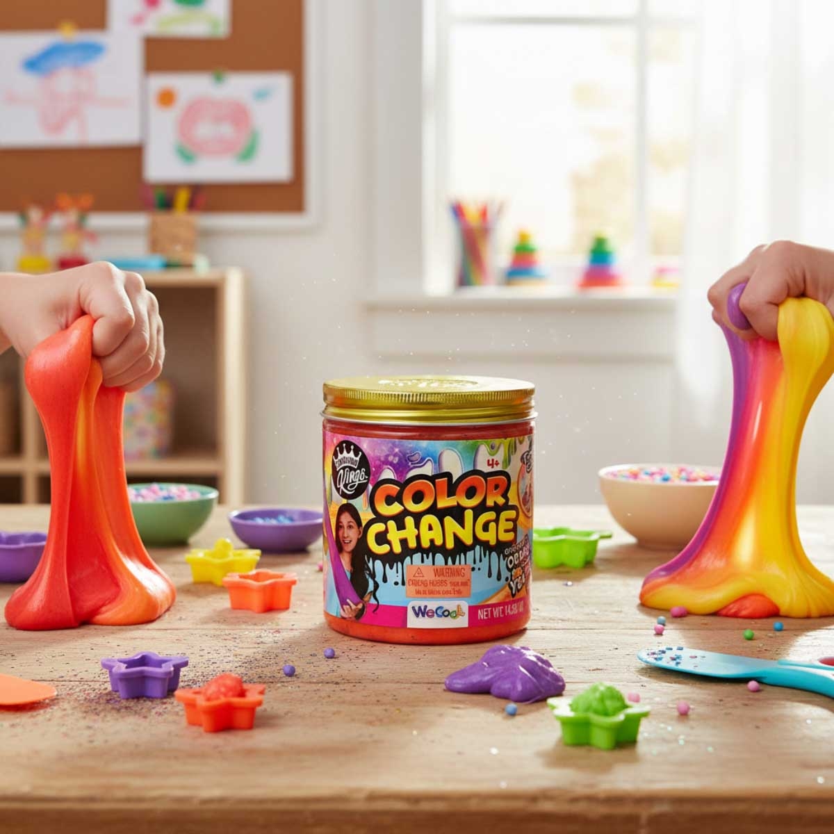 معجون تشكيل زبدة متغير اللون من كومباوند كينجز، عبوة صفراء 4 بوصات، مناسب للجنسين، من 5 إلى 7 سنوات