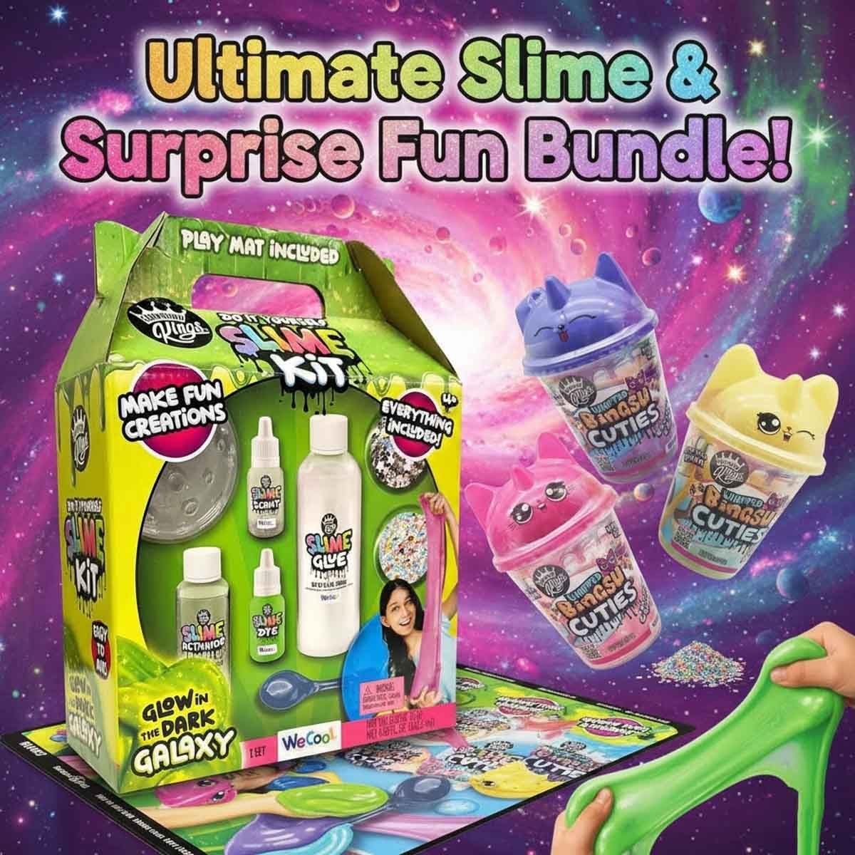 Compound Kings Slime Kit & Whipped Bingsu Unicorn Assorted Cupcake Slime Bundle Pack Unisex, 5-7 Years