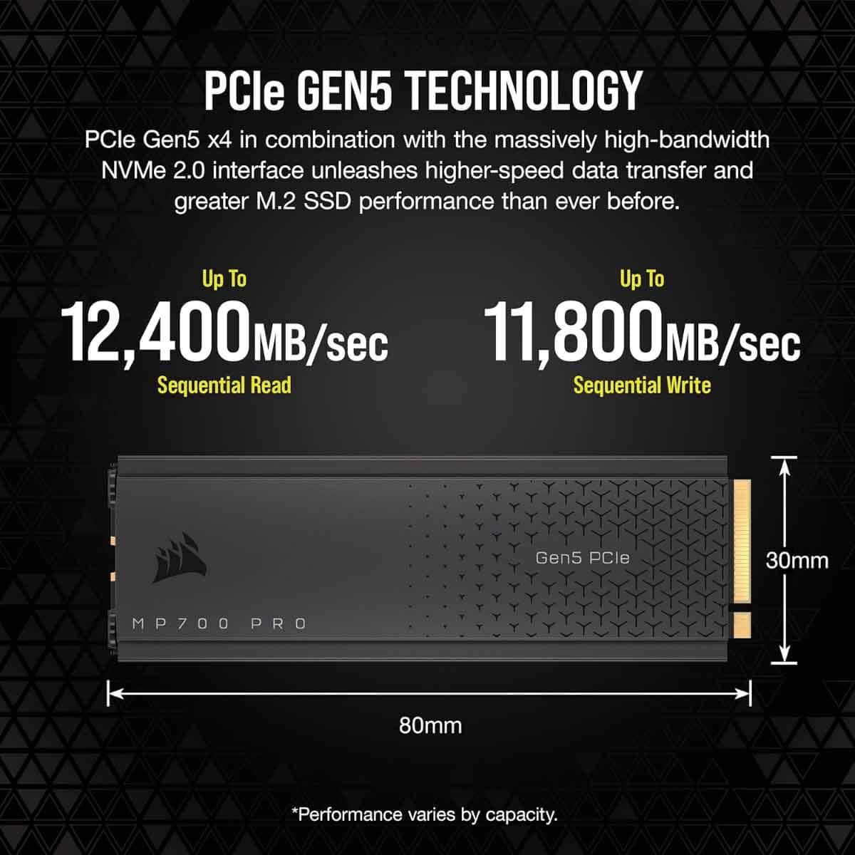 Corsair 1TB MP700 Air Cooler Gen5 M.2 SSD