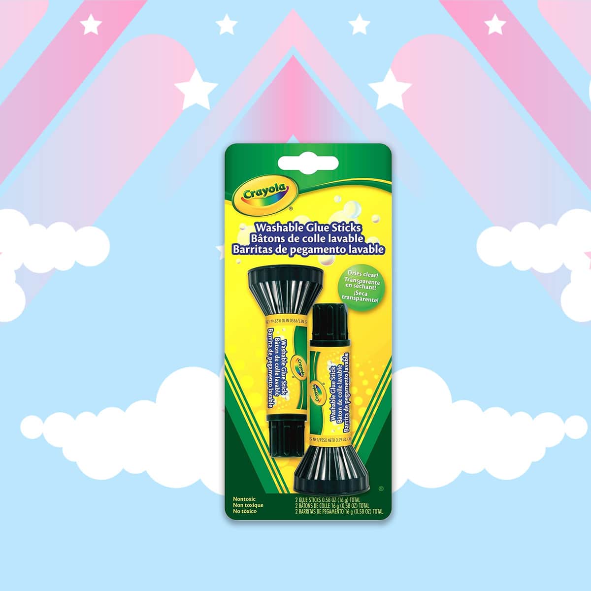 Crayola 0.58 oz. Washable Glue Sticks Unisex, 3-4 Years, Pack of 2