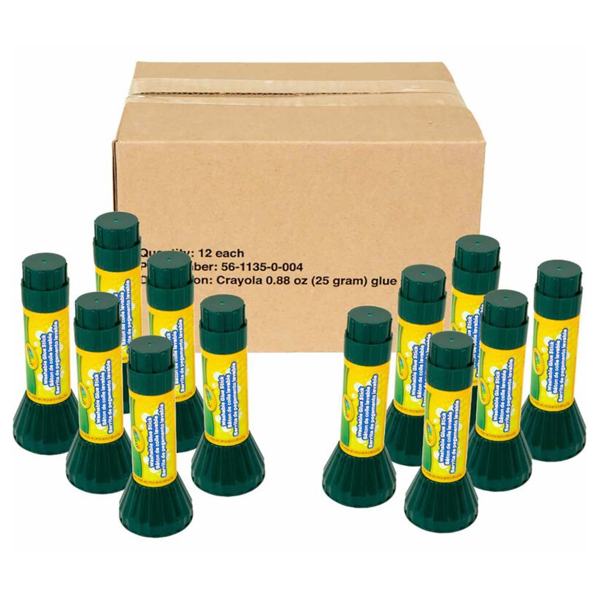 Crayola 0.88 oz. Washable Glue Sticks Unisex, 3-4 Years, Pack of 12