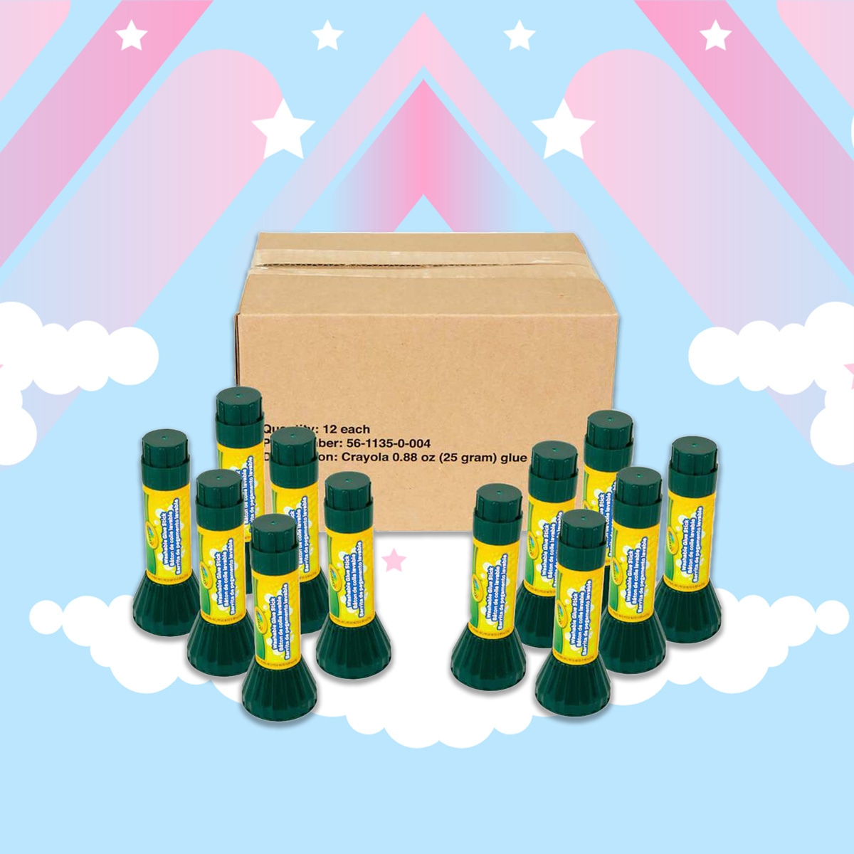 Crayola 0.88 oz. Washable Glue Sticks Unisex, 3-4 Years, Pack of 12