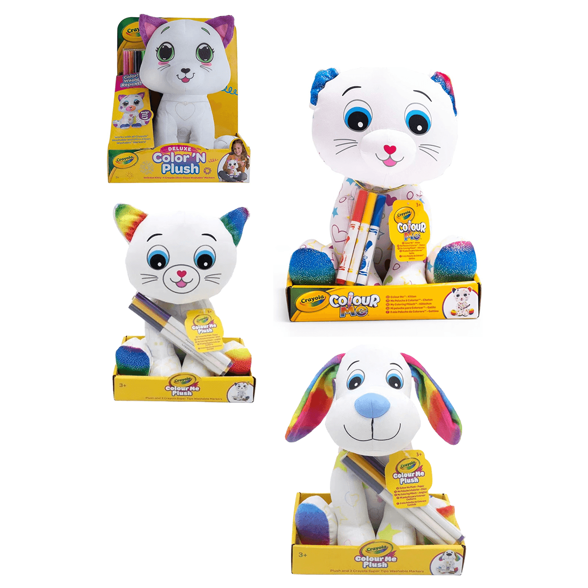 كريولا دمية قطط محشوة 10 إنش قابلة للرسم للجنسين، 3-4 سنوات