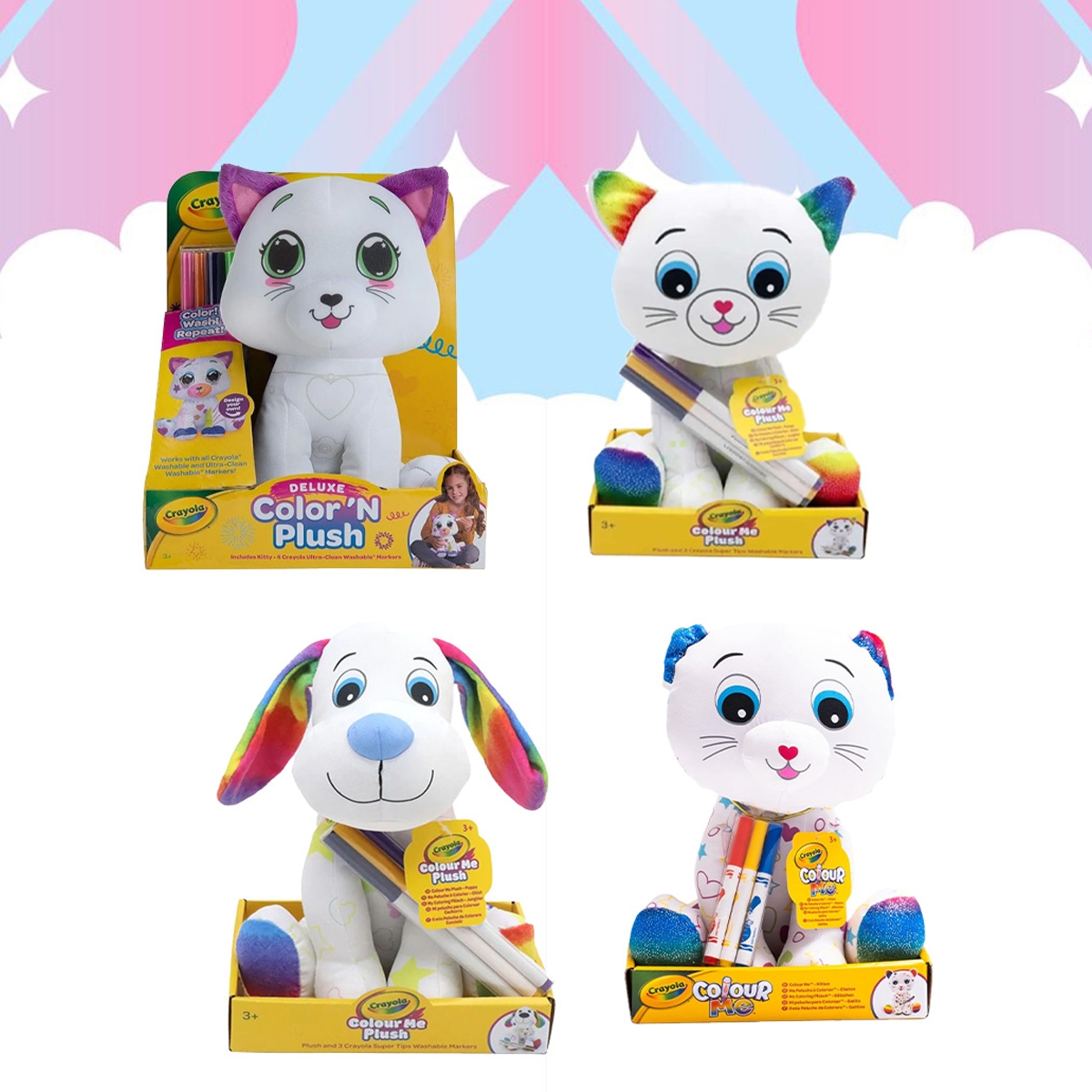 كريولا دمية قطط محشوة 10 إنش قابلة للرسم للجنسين، 3-4 سنوات