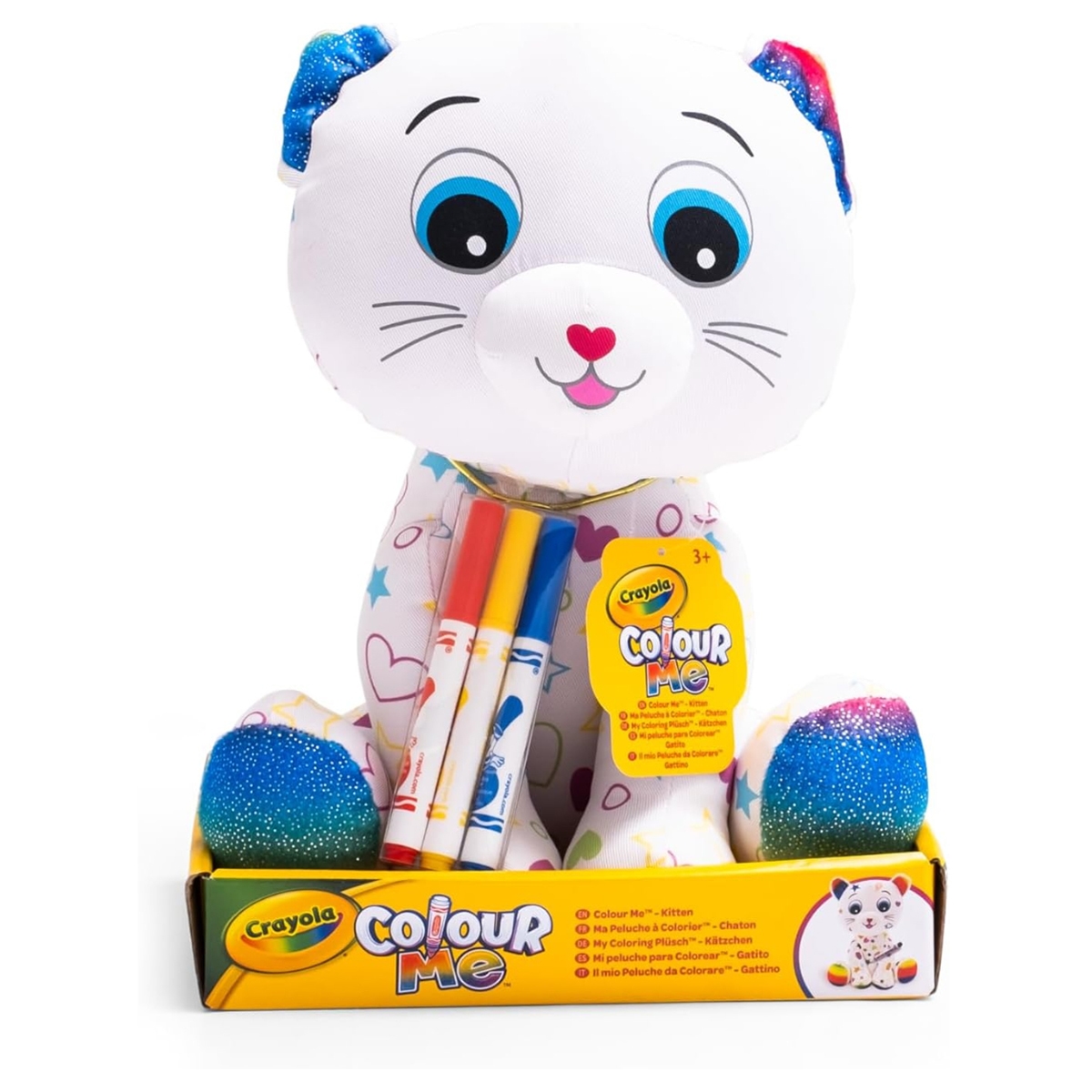 كريولا دمية قطط محشوة 10 إنش قابلة للرسم للجنسين، 3-4 سنوات