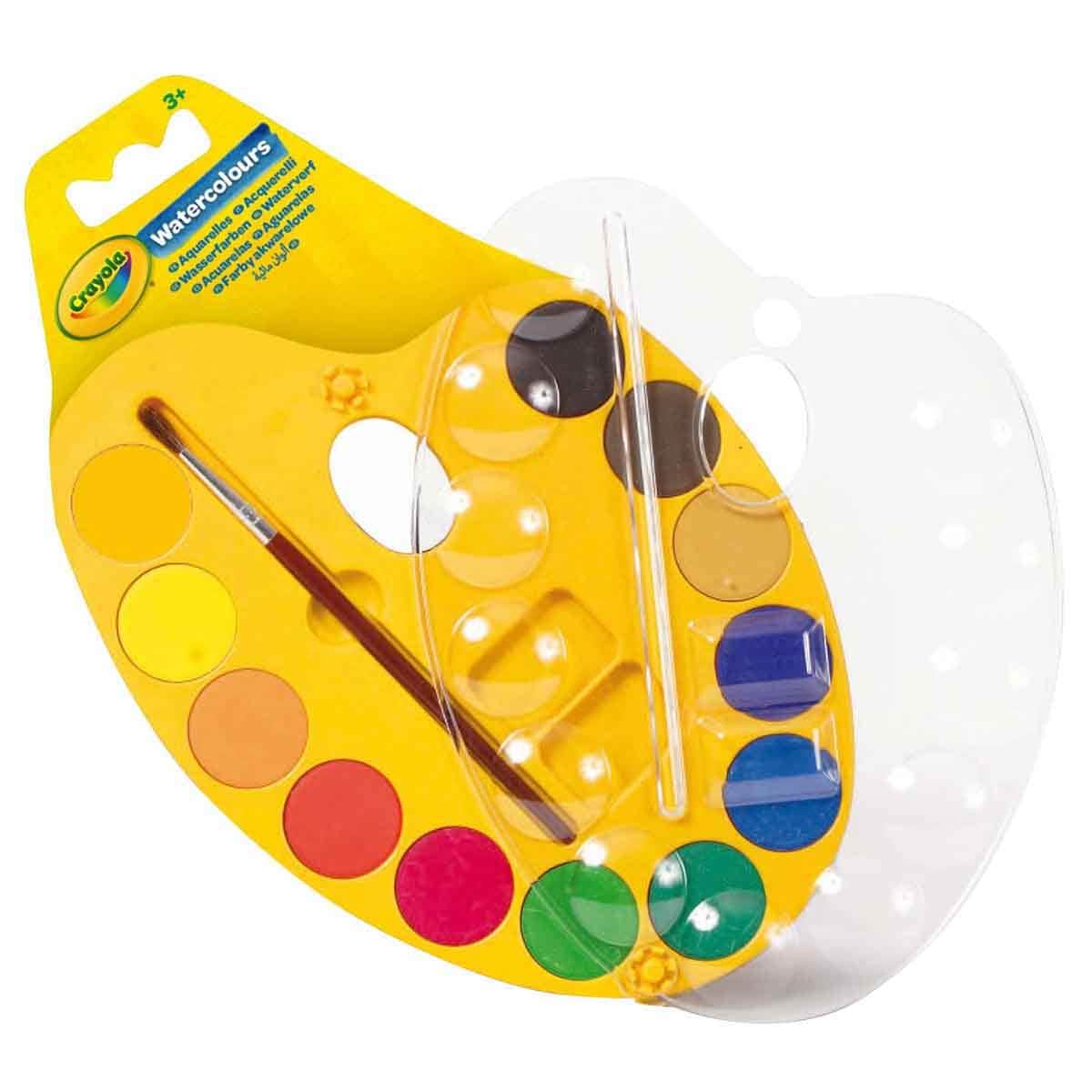 Crayola 12-Paint Watercolour Palette with Brush Unisex, 3-4 Years