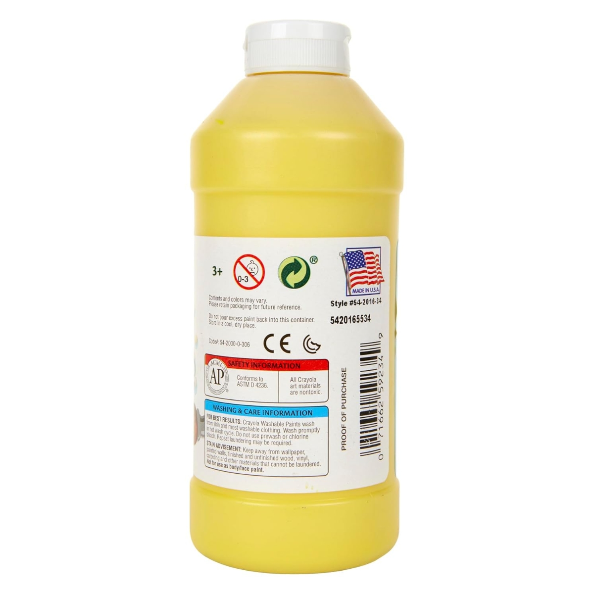 كرايولا طلاء قابل للغسل غير سام بلون بني بحجم 16 أونصة للجنسين، من عمر 3 إلى 4 سنوات