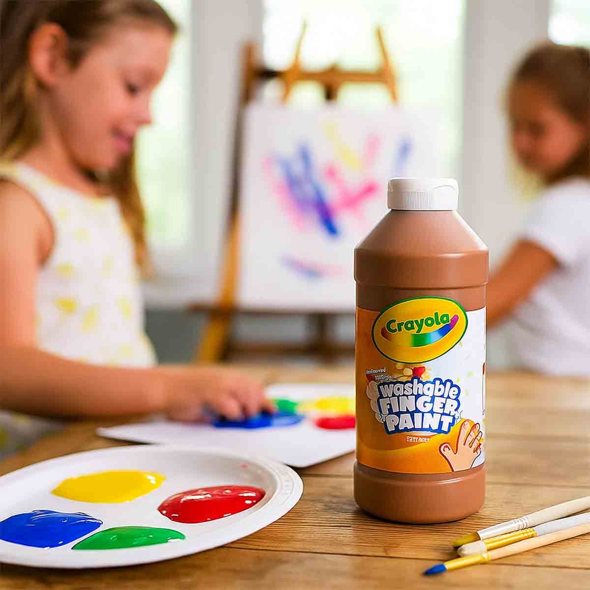 كرايولا طلاء أصابع قابل للغسل بلون بني بحجم 16 أونصة للجنسين، من عمر 3 إلى 4 سنوات، مجموعة من 12