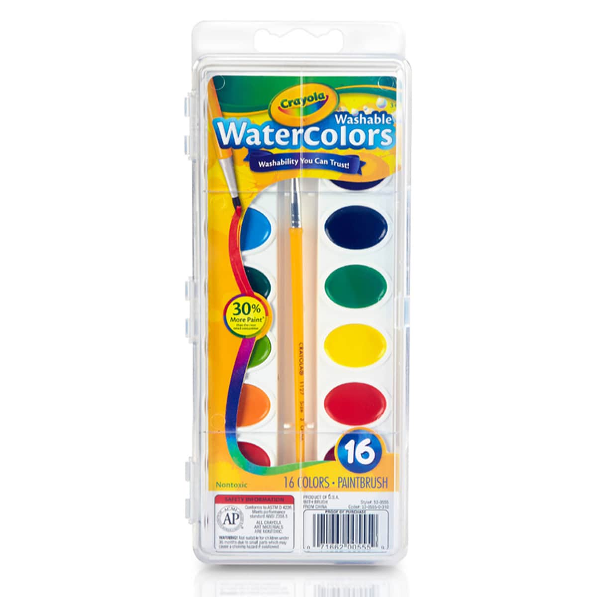 Crayola 16-Shades Washable Watercolours Unisex, 3-4 Years