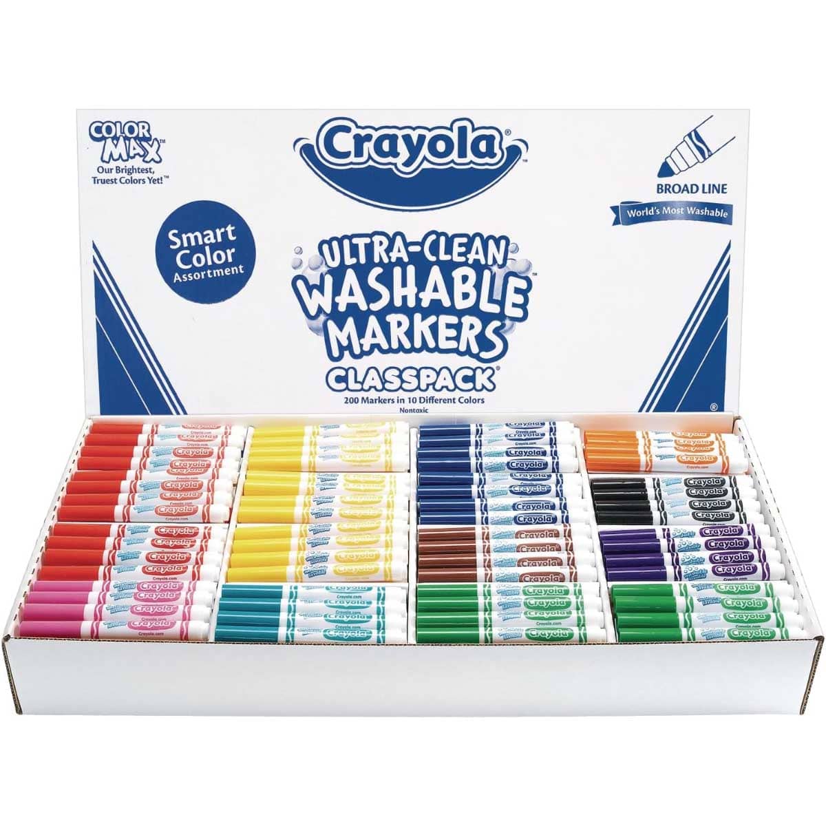 Crayola 200-Piece Washable Broad Line Special Assorted Marker Classpack Set Unisex, 3-4 Years