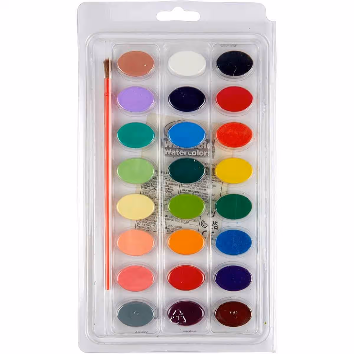 Crayola 24-Paint Washable Watercolour Palette with Brush Unisex, 3-4 Years