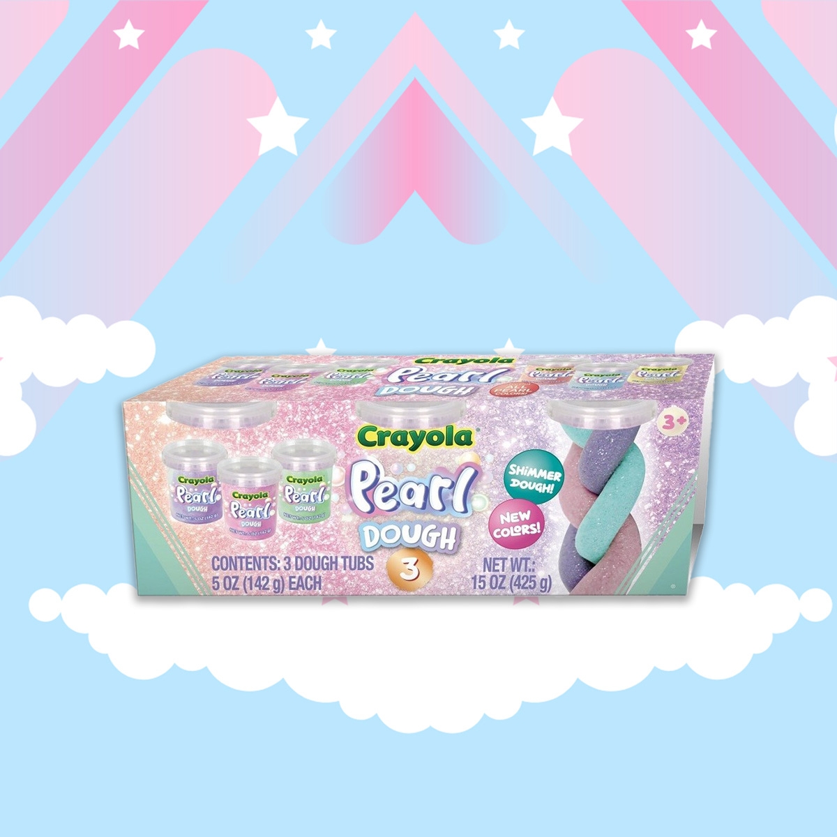 كرايولا مجموعة علب صلصال لؤلؤية 5 أوقية للجنسين، 3-4 سنوات، عدد 3