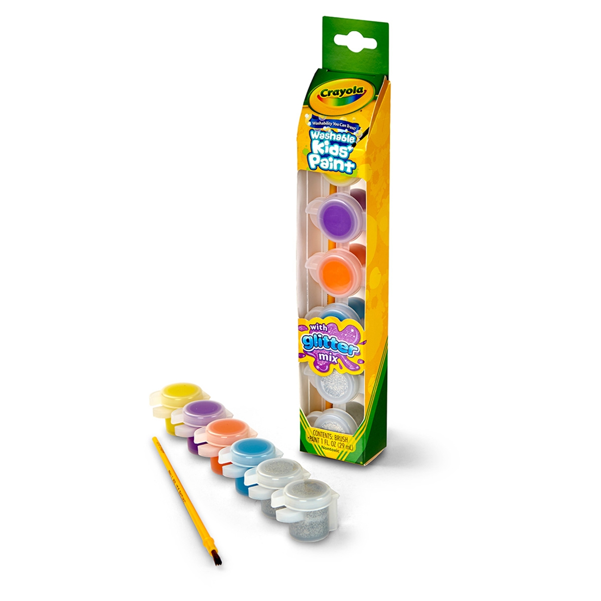 كرايولا طلاء أطفال قابل للغسل مع خليط جليتر – 6 درجات، للجنسين، 5-7 سنوات