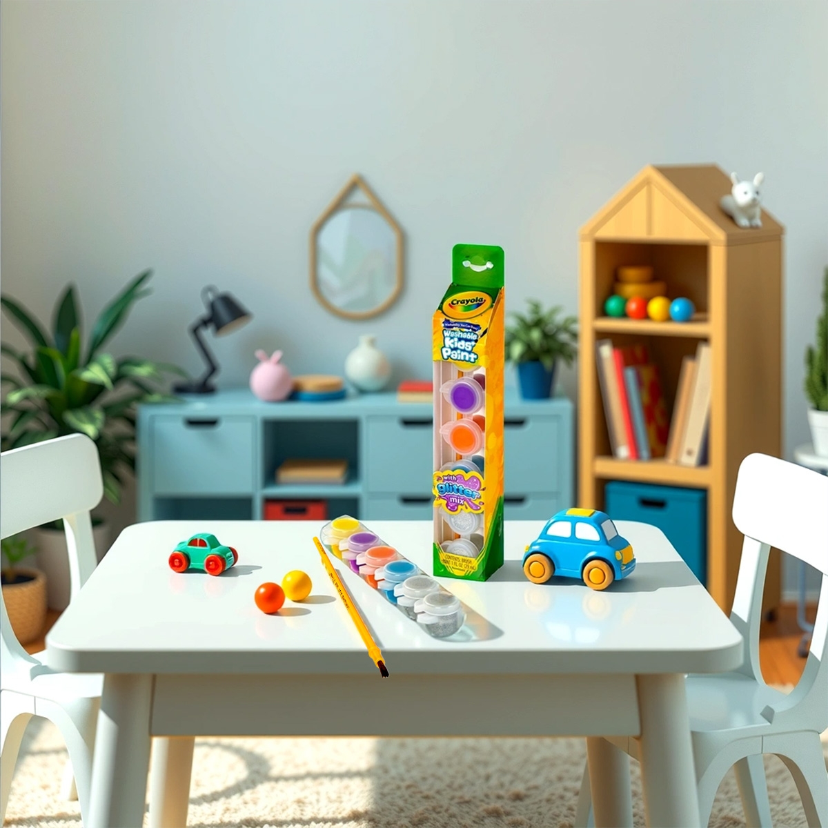 كرايولا طلاء أطفال قابل للغسل مع خليط جليتر – 6 درجات، للجنسين، 5-7 سنوات